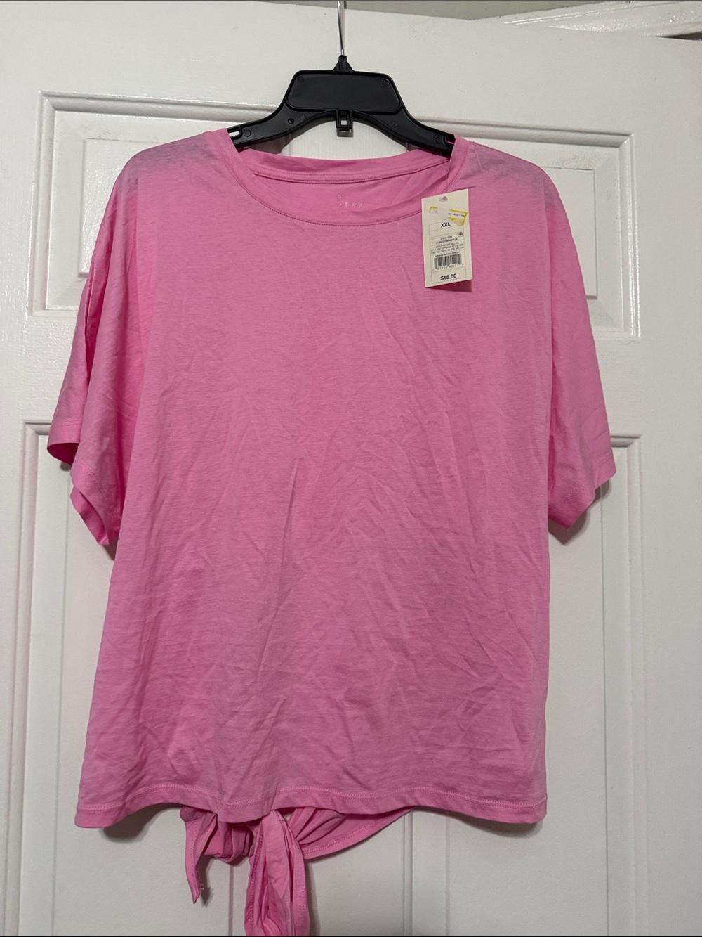 A new day Women's Pink Tie in back  Short Sleeve Top